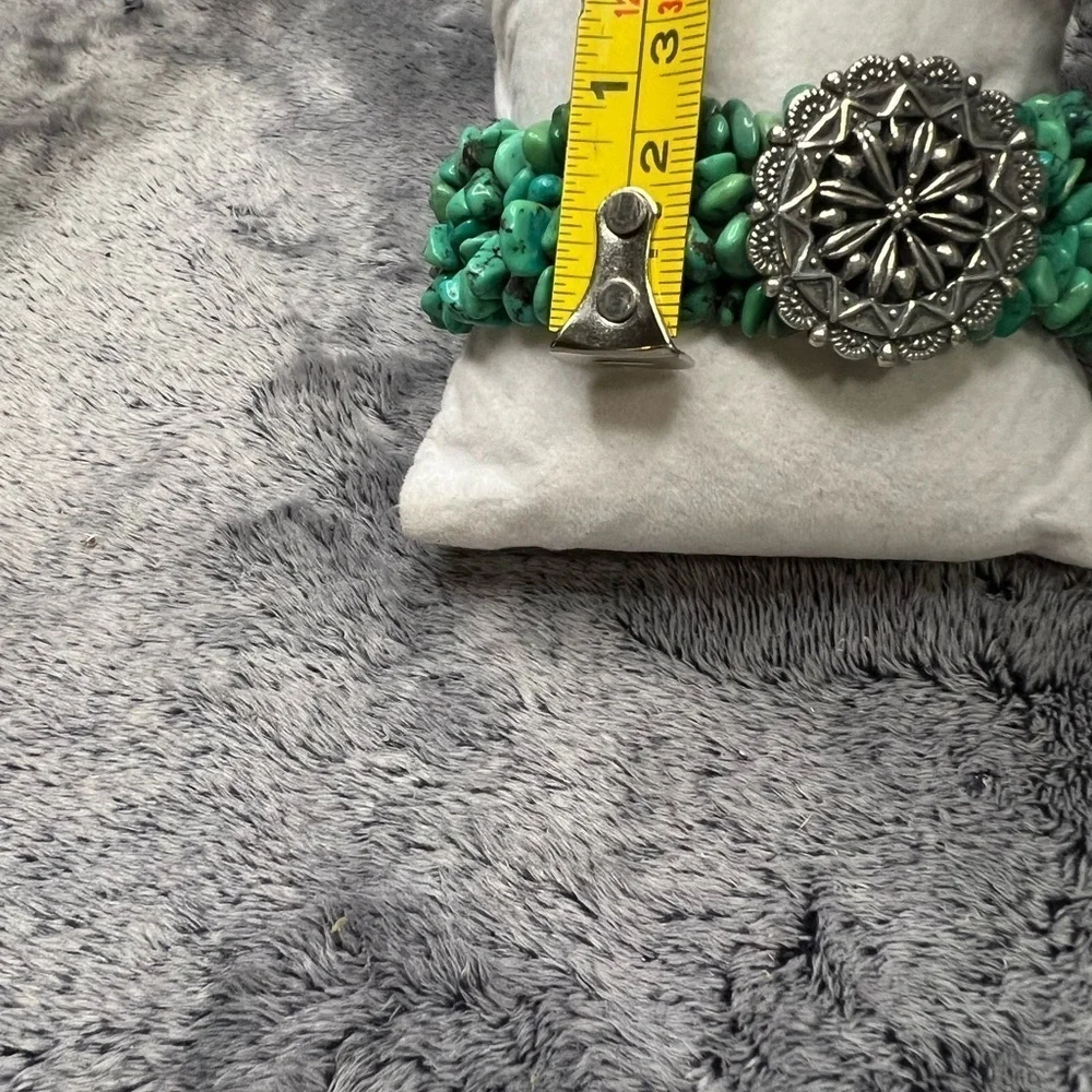 Carolyn Pollack Triple Strand Turquoise Nugget Bracelet with Silver Medallion